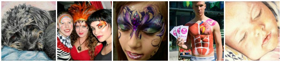 JuliaArts face painting Organ Donation Body Painting and Colour Pencil Portraits