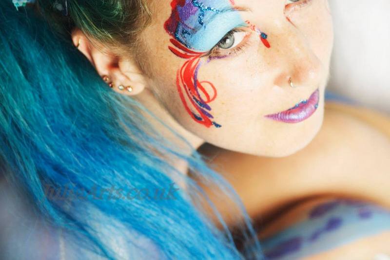 Little Blue Dragon Body Paint Photo Shoot by JuliaArts South Yorkshire for Breast Cancer Awareness photographer Jodi Hall